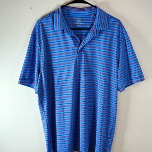 Mizzen+ Main Golf blue striped Polo Large Classic. Performance you can trust.